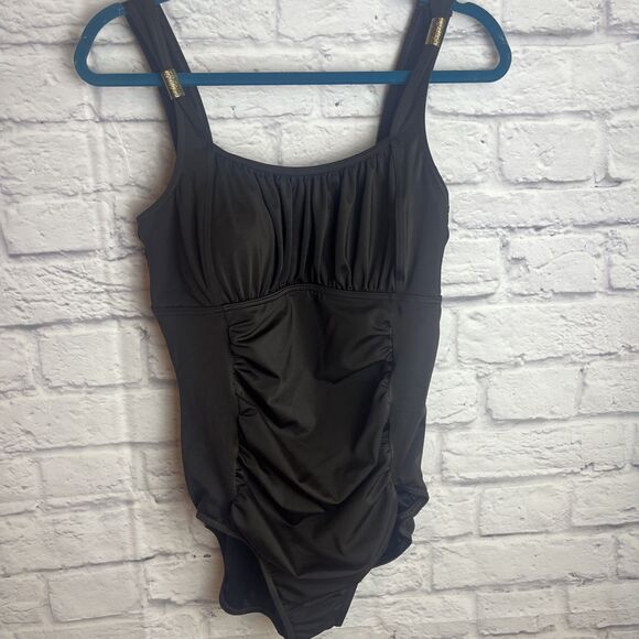 Lands End Women’s Brown One Piece Slimming Ruched Bathing  Swimsuit Size 16 - Picture 1 of 8